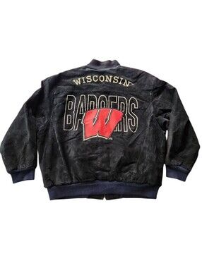 Vintage Reversible Wisconsin Badgers Leather Collegiate Jacket Sz XL